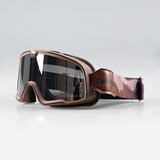 CYCKING摩托车风镜复古哈雷头盔护目镜机车挡风眼镜越野骑行防风沙紫外线 红棕风镜+镀银镜片 均码（可调节松紧带）