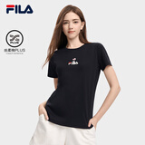 斐乐（FILA） 女装官方女士短袖T恤夏季休闲运动内搭t恤百搭短T上衣 正黑色-F11W329117F M （165/84A/M）