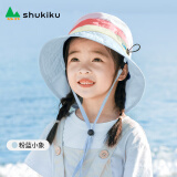 SHUKIKU儿童防晒帽防紫外线可调节太阳帽遮阳帽透气渔夫帽 粉蓝小象 M码