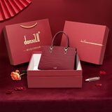 丹希路（danxilu）真皮女士包包2025新款女包大容量斜挎手提包生日礼物送妈妈 【礼盒包装】枣红色9628