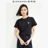 佐丹奴短袖t恤女夏季纯棉体恤衫小刺绣圆领休闲上衣13324321