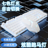 黑暗武士有线键盘鼠标套装无线电脑键盘电竞游戏键盘机械手感静音键鼠外设 白色键盘+4键鼠标【字符七彩光】