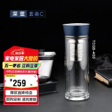 膳魔师（THERMOS）玻璃杯套组400ml双层耐热带滤网泡茶TCGB-400-BL iwaki 促销装 C