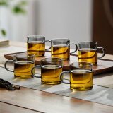 忆壶茶（YIHUTEA） 茶杯小品杯玻璃杯带把手耐热玻璃小茶碗品茗杯小杯子功夫茶具 100ml思忆杯6只