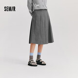 森马（Semir）森马半身裙女仿毛呢裙子24冬新款A字百褶裙遮胯显瘦109724120001