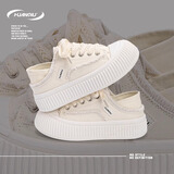 环球厚底帆布鞋女鞋2025秋冬季新款一脚蹬懒人鞋ins百搭半拖鞋子女