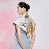 万事利真丝丝巾桑蚕丝75cm方巾丝巾扣礼盒送长辈妈妈生日礼物玉兰赋