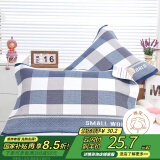 艾薇枕巾全棉一对学生儿童枕巾夹棉家用枕头巾 蓝色格子 52*78cm