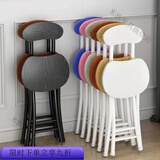 圣洛伊折叠椅子家用餐椅简易椅休闲靠背椅宿舍凳子阳台靠椅便携成人圆凳 典雅黑 理石纹(有靠背)