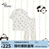 ubras流光满印凉感翻领家居服套装睡衣短袖长裤奶团熊猫（白）M