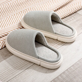 果洛菲（GUOLUOFEI）家居棉拖鞋秋冬室内地板棉麻包头情侣防滑加厚拖鞋男 浅绿 38-39