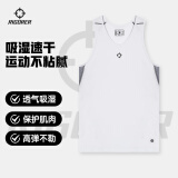 准者健身长短裤男式高弹速干运动套装跑步骑行压缩健身衣服打底紧身裤 Z121210603纯白色 【无袖背心】 XL (180)