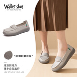 Walker Shop奥卡索女鞋休闲豆豆鞋女单鞋一脚蹬乐福鞋女妈妈鞋D151059灰色37