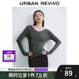 UR秋季新款女装简约基础百搭休闲修身V领针织衫UWB940008 中灰 M
