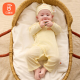 贝瑞加（Babyprints）婴儿衣服2件装新生儿纯棉连体衣初生宝宝四季长袖爬服 黄59