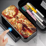 千思语哪吒敖丙款指纹文具盒机械科技未来感小学生男生炫酷铅笔盒定制容量中小学生网红自动铅笔盒 ZWJSHPJY06指纹解锁黑色 【送笔套+白板笔