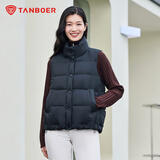 坦博尔羽绒服马甲女立领宽松外搭短款羽绒背心外套TD236006 黑色 165