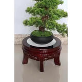 巧素实木花架中式客厅绿萝木质花盆办公室盆景架子电视柜两边的架子 圆形 面30厘米*高20厘米1个