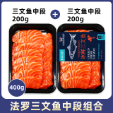 鲜有汇聚冰鲜三文鱼大西洋鲑当天切日料刺身送芥末酱油即食中段即食三文鱼 法罗皇冠三文鱼中段 200g *2