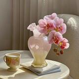 金日满ins风粉色芬顿玻璃花瓶中古人鱼姬琉璃花器插花水养装饰法式浪漫
