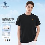 U.S. POLO ASSN.T恤男短袖男士纯棉t恤夏季白色小T恤休闲男打底衫父亲节 黑色 XL