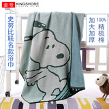 金号浴巾 纯棉加大加厚浴巾 洗澡吸水全棉巾 男女通用毛巾多功能浴巾 史努比加大浴巾绿色 180*78cm