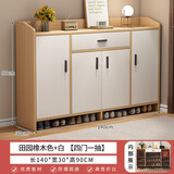 欧贸鞋柜家用门口2025新款进门一体靠墙简约多层家用收纳鞋柜玄关柜子 加厚板材 140cm四门一抽田园橡木