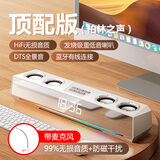 ROBERILLINE2025新款音响台式电脑家用桌面有线游戏音箱六喇叭内置麦克风全景音电竞音响发烧级重低音炮长条式 顶配版白色