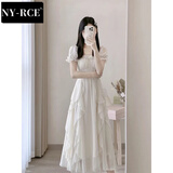 NY-RCE法式白色感仙女连衣裙女夏季新款超仙公主裙温柔风气质长裙子 连衣裙 L 【100-120斤】