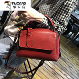 啄木鸟（TUCANO）包包女包新款2025秋冬时尚百搭斜挎包女牛皮大容量大 酒红色