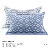 洁丽雅（grace）枕巾纯棉纱布一对装加大加厚枕头巾男女四季通用夏季成人情侣 梅花-兰色【一对装52*76cm】