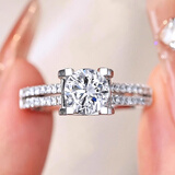 金宙人工培育钻石18K金求婚戒指钻戒四爪牛头挚爱50分1克拉送女友礼物 挚爱18k金培育钻D/VVS/3EX/IGI证 1克拉