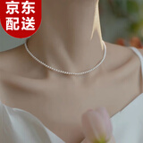 颜如饰巨细正圆强光米粒项链轻奢女高级感锁骨链520母亲节礼物送女友 L1866仿珍珠项链3mm