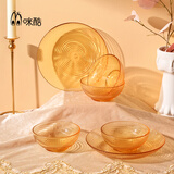 咪酷高硼硅餐具 耐热玻璃 琥珀色 家用可微波 土耳其波点餐具套装 土耳其波点 6件套