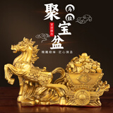 明恩铜马摆件马拉聚宝盆马拉元宝车摆件铜马拉车马到成功客厅马摆件 马拉聚宝盆 7寸 长18cm