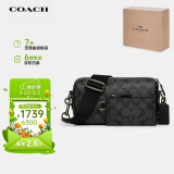 蔻驰（COACH）【品牌直供】男士小号单肩斜挎包灰黑色CJ674QBO4G
