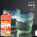 炊大皇冰川纹玻璃杯时尚潮流ins风果汁杯酒杯水杯300ML两只装渐变蓝