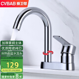 橱卫帮（CVBAB）全铜主体双孔面盆水龙头 360°可旋转洗脸池台盆冷热水龙头 CV1211