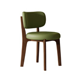 致喜北欧实木餐椅家用简约餐桌椅奶油风靠背座椅软包椅子久坐舒服餐椅 胡桃色实木框架-果绿皮猫爪皮
