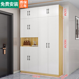 诺曼图鞋柜门口玄关柜简约大容量衣帽挂衣柜一体鞋柜阳台柜入户门厅柜 六门浅胡桃+顶柜