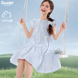 Hello Kitty女童连衣裙夏季纯棉儿童裙子中大童洋气公主裙薄款GG093冰岛蓝140