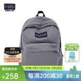 JANSPORT杰斯伯双肩包男旅行背书包电脑包女休闲学生校园情侣 4QUE7H6雾灰-侧袋+隔层