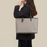 红蜻蜓女包大容量托特大包包单肩包时尚复古印花腋下包女神节礼物送女友 浅灰色【212C8182】