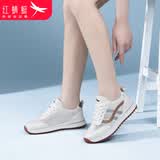 红蜻蜓休闲鞋女小白鞋网面女鞋运动鞋女ins潮德训鞋C0TTN06172L杏色38