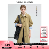 VEGA CHANG风衣女款2025新款春秋英伦风中长款宽松外套 深卡其 M