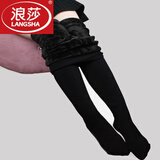 浪莎（LangSha）打底裤袜外穿秋冬天加绒加厚款女高腰踩脚连裤袜保暖棉裤光腿神器 黑色连裤袜（300克加绒中厚） 1条