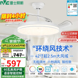 雷士（NVC）LED照明风扇灯智控吊扇灯无极客厅三防白满天星1级能效42寸60瓦