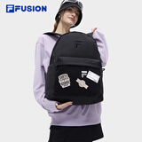 斐乐（FILA）FUSION潮牌背包情侣款双肩包女士包包大容量电脑包男士休闲书包 深黑-BK XS