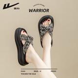 回力凉拖鞋女2025冬季外穿勃肯厚底一字软底百搭内增高海边沙滩鞋子女 黑米 38