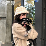 雪茜曼帽子女冬天羊羔绒毛渔夫帽韩版潮流日系盆帽冬季保暖毛线帽女